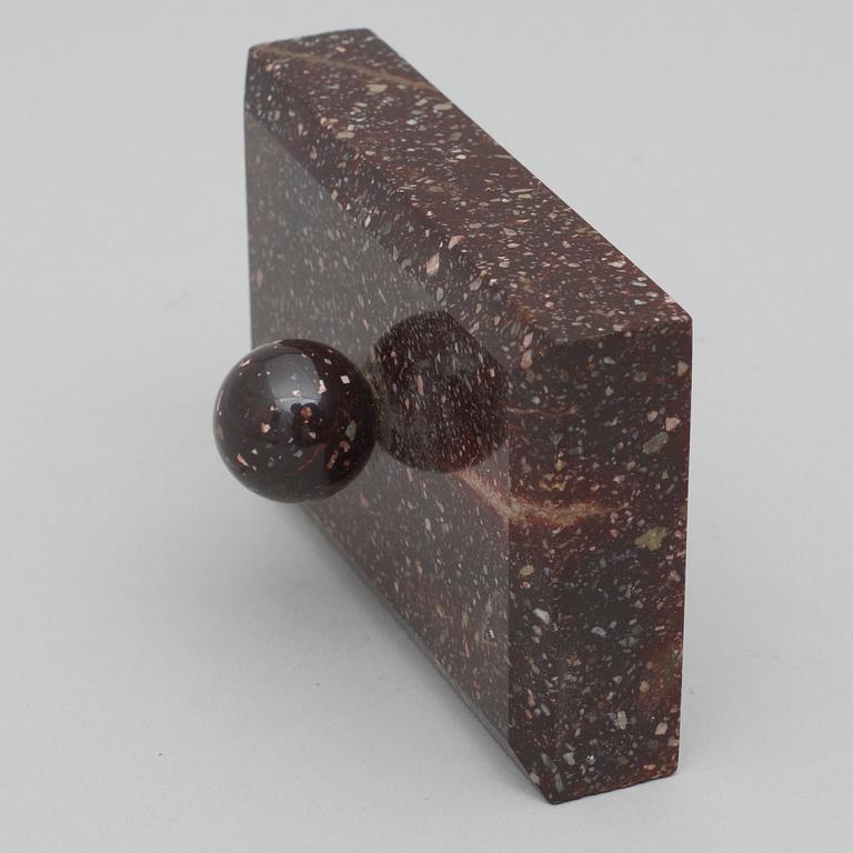A Swedish porphyry 19th century paper weight.