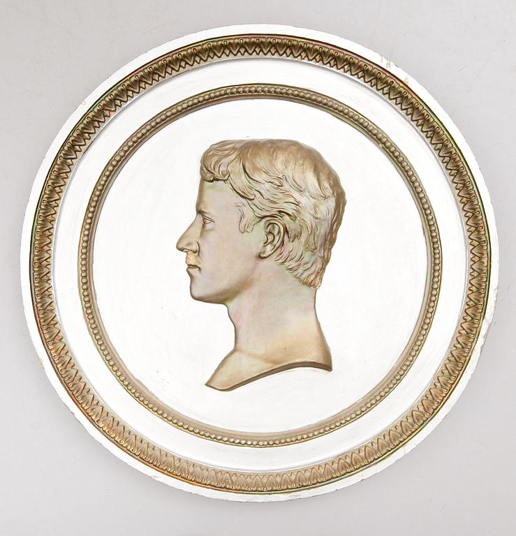 VÄGGRELIEF, gips, 1800-/1900-tal.