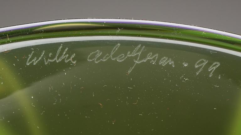 POKALGLAS, glas, Wilke Adolfsson, signerad och daterad- 99.
