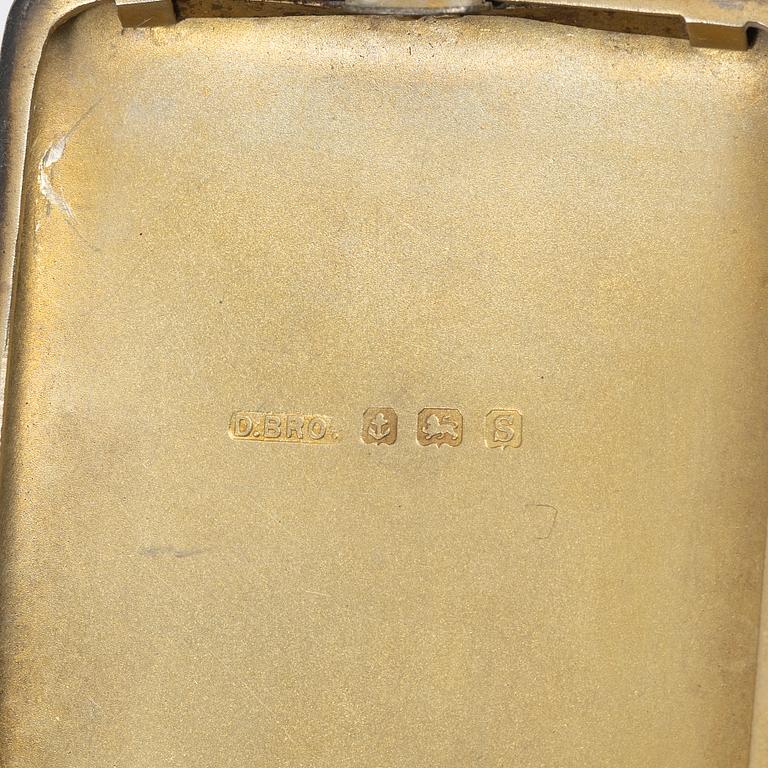 Cigarettetui, silver, Dingley Brothers, Birmingham, England, 1960-tal, samt ask, silver, Art Deco-stil, 1930-1950-tal.