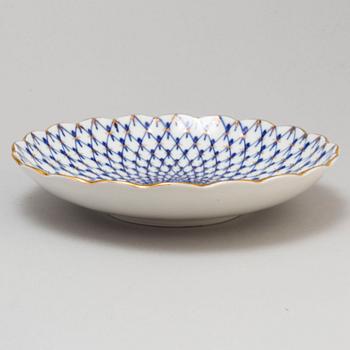 A 33-piece 'Cobalt net' porcelain coffee service from Lomonosov, Russia.