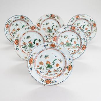 A set of six Chinese porcelain dishes, 18th century.