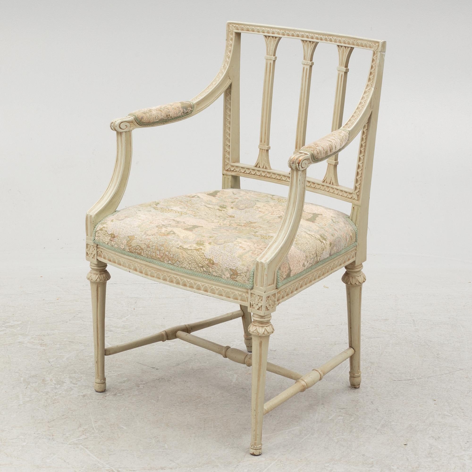 Armchair, by Johan Erik Höglander (master in Stockholm 1777-1813), Late Gustavian.