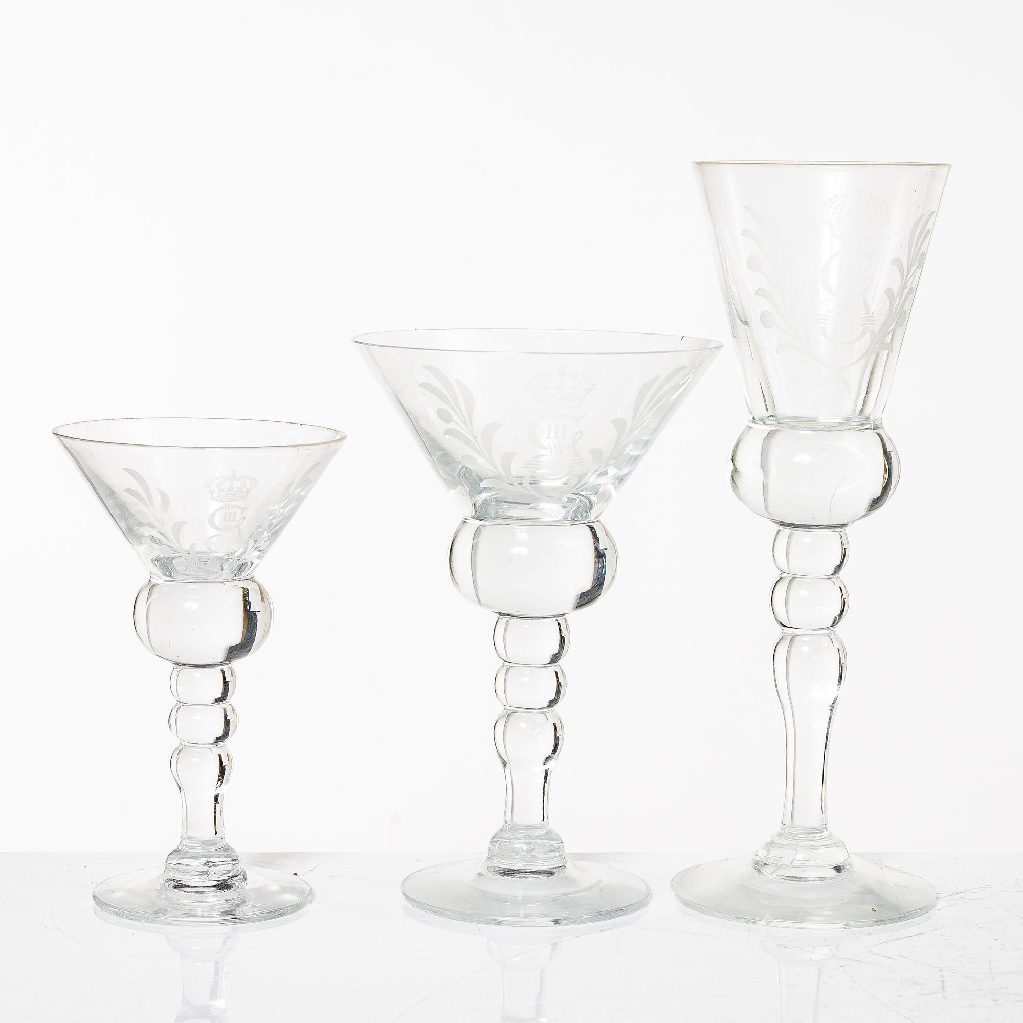 A 42 piece glass service, "Gustav III", Reijmyre, second half of the 20th Century.