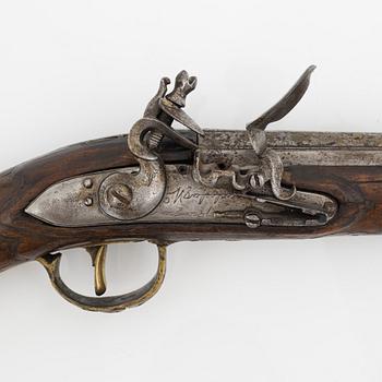 Pistoltrombon med flintlås, 1800-tal.