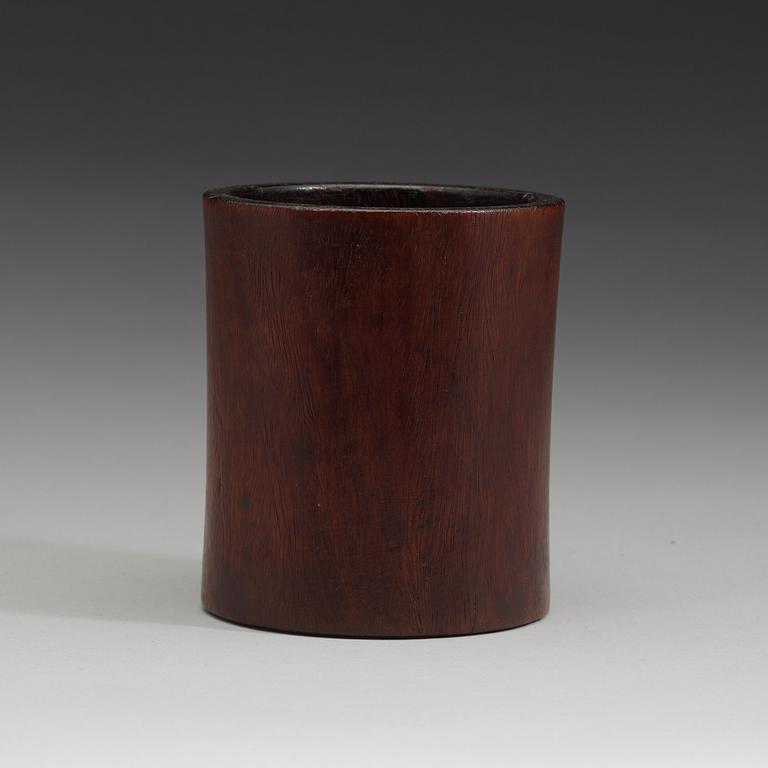 A wooden brush pot, Qing dynasty, (1644-1912).