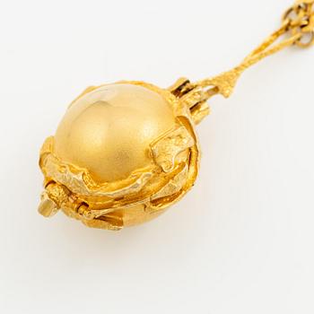 Björn Weckström, collier med klocka "Sun Dial", 18K guld, Finland 1974. För Lapponia.