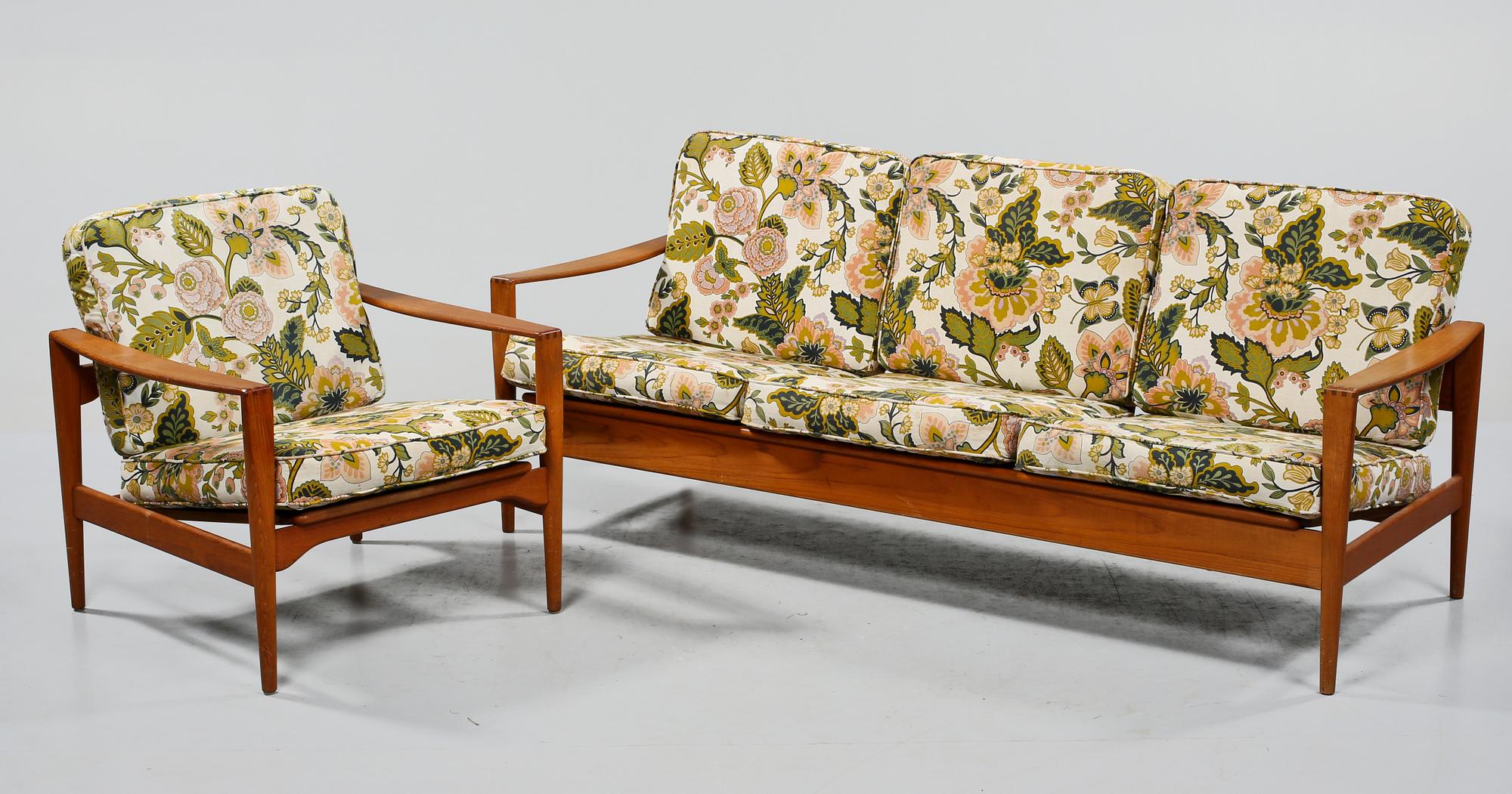 FÅTÖLJ SAMT SOFFA, Danmark, 1950/60-tal.