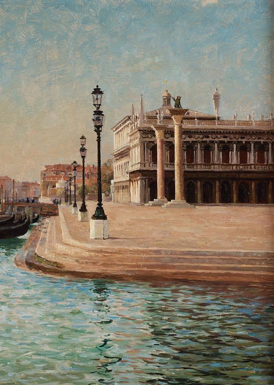 Olof Krumlinde, Gondolas by Piazza San Marco, scene from Venice.