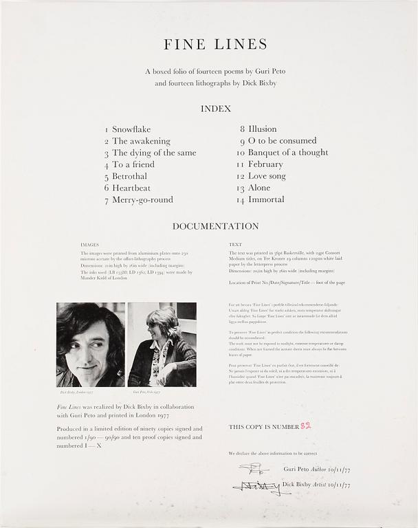 DICK BIXBY, mapp med 12 st litografier, signerade, bär numrering 82.