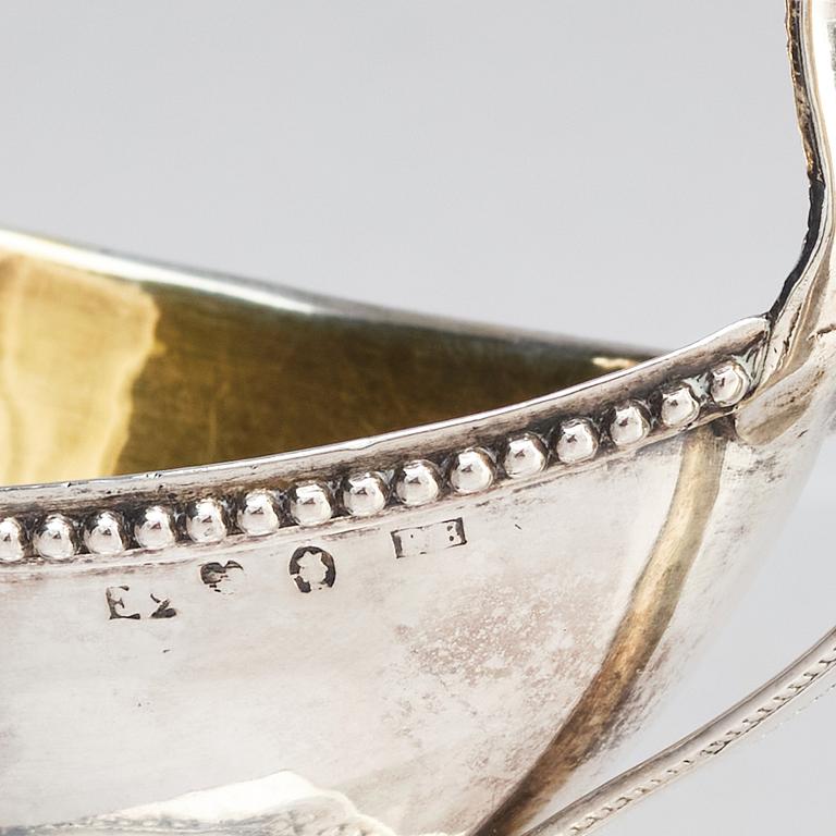 A pair of Swedish Gustavian 18th Century parcel-gilt silver salt cellars, mark of Petter Eneroth, Stockholm 1787.