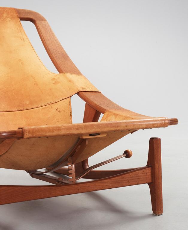 An Arne Tidemand Ruud 'Holmenkollen' teak and leather lounge chair, Norcraft, Norway 1950's-60's.