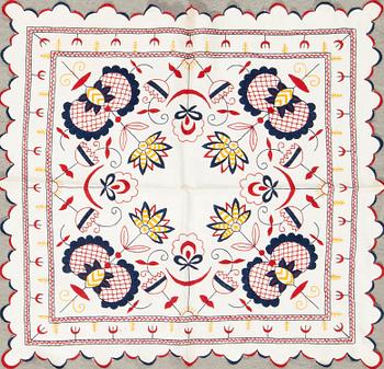 A collection of Christmas tablecloths, Christmas tree skirts, an apron, and runners, 21 pcs, 20th century.