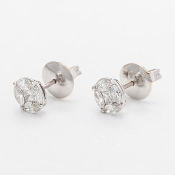 Örhängen, 18K vitguld med princess- samt navetteslipade diamanter.