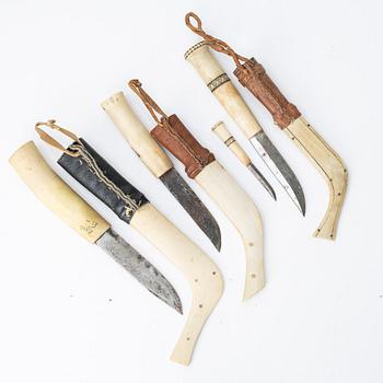 Nine half-horn knives, unidentified craftsman.