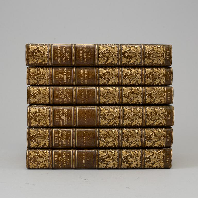 A set of 12 books,  "Life and works of Tennyson", Alfred Lord Tennyson a Memoir by his son. 1898-1899.