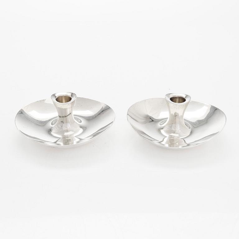 Tapio Wirkkala, a pair of silver candleholders, Hopeatehdas, Helsinki 1959.