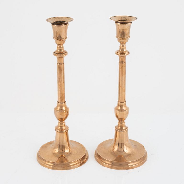 A pair of brass candlesticks, model 36 from Nyköpings Mässingsbruk, Sweden, late 19th century.
