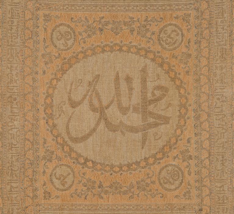 A Framed textile, partially with metallic thread, Ottoman around 1900.