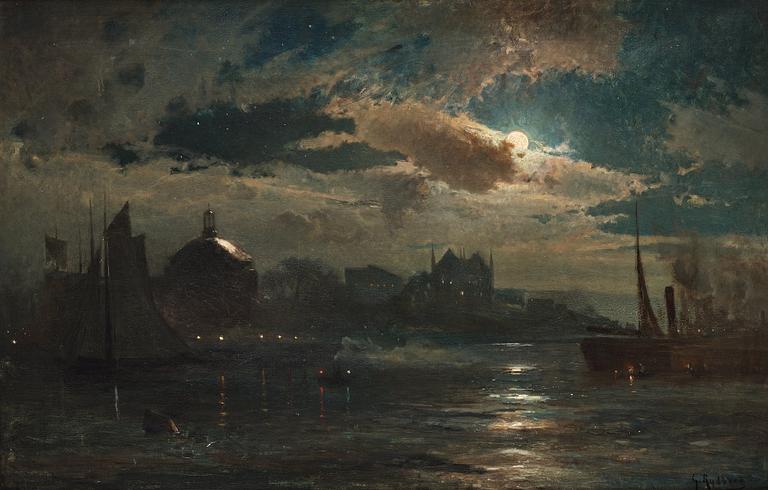 Gustaf Rydberg, Stockholm in moonlight.