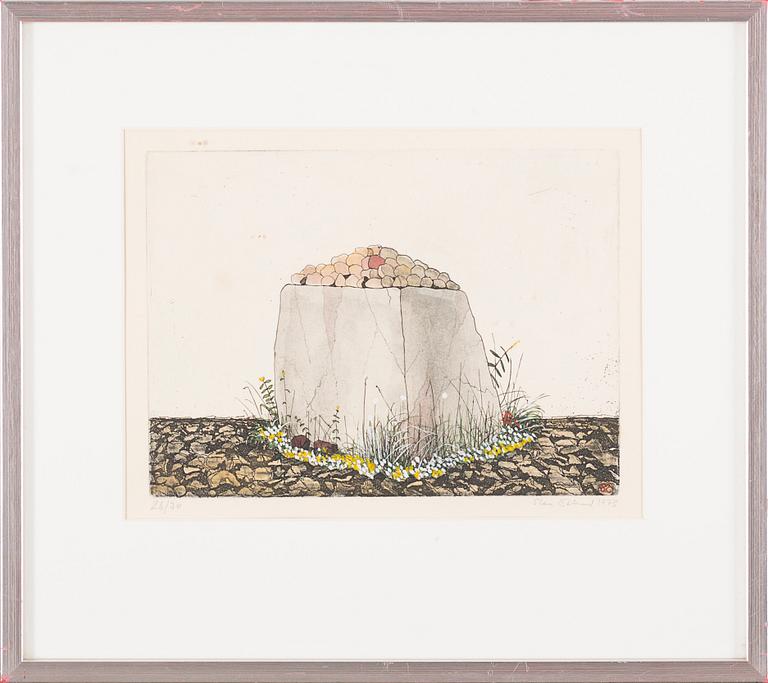 STEN EKLUND, hand colored etching, numbered 26/30, signed and dated 1973.