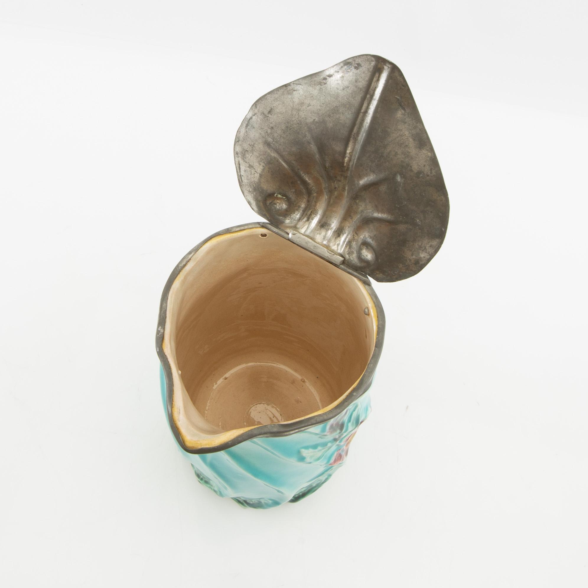 Toddy pot Art Nouveau around 1900 majolica.