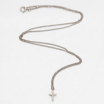 Tiffany & Co, halsband "Metro Cross", 18K vitguld och diamanter.