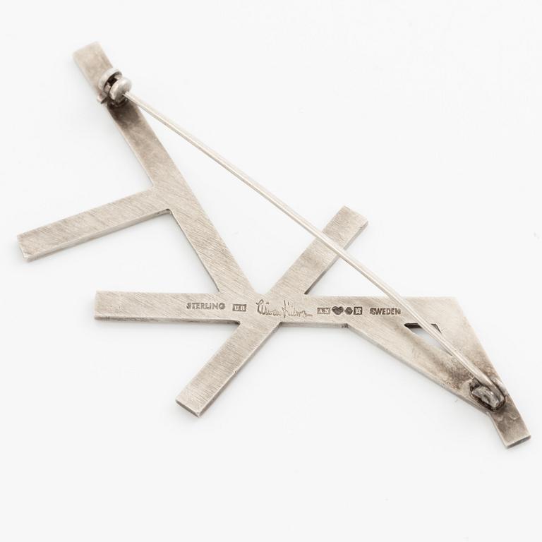 Wiwen Nilsson, monogram brooch, sterling silver, Lund 1946.
