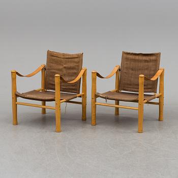 a pair os 'Safari' easy chairs by Elias Svedberg, for Nordiska Kompaniet, 1950/40's.