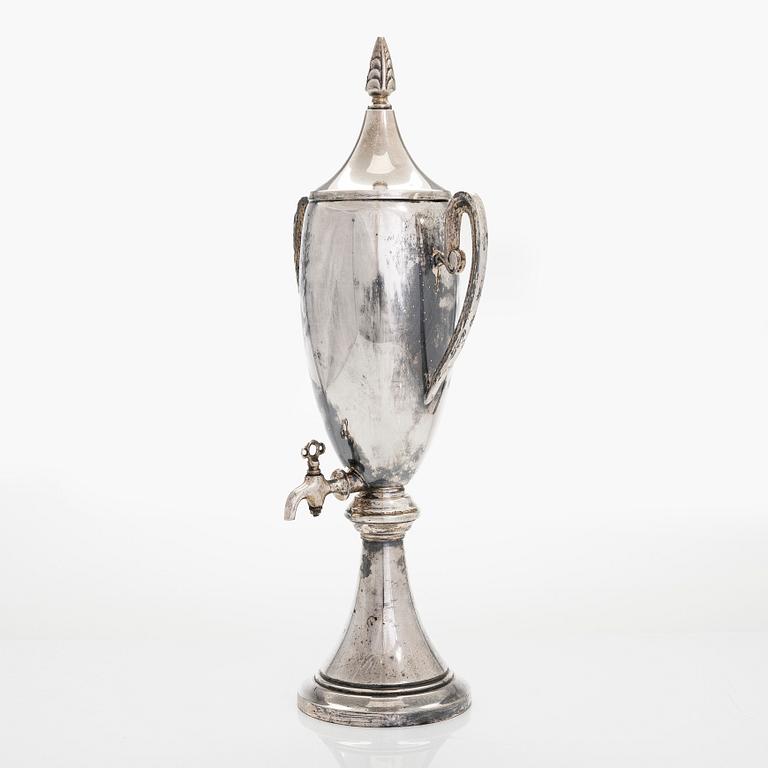 A serving jug with tap, silver plate, first half of the 20th century.