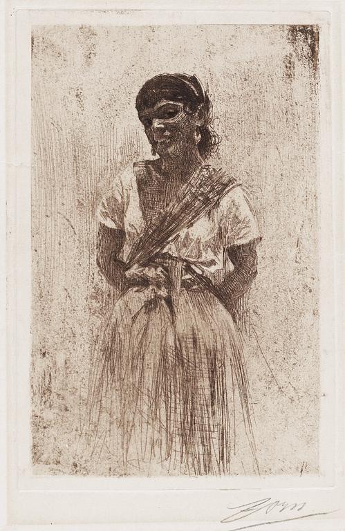 ANDERS ZORN, etsning (I état av III), 1883, signerad i blyerts.