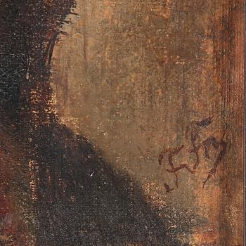 OKÄND KONSTNÄR, Olja på duk, 1800-tal- Otydligt monogramsignerad.