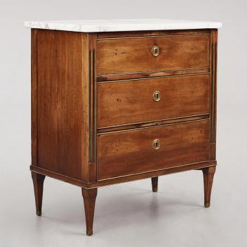 A late Gustavian mahogany, gilt-brass and marble commode by J. Hultsten (master in Stockholm 1773-94).