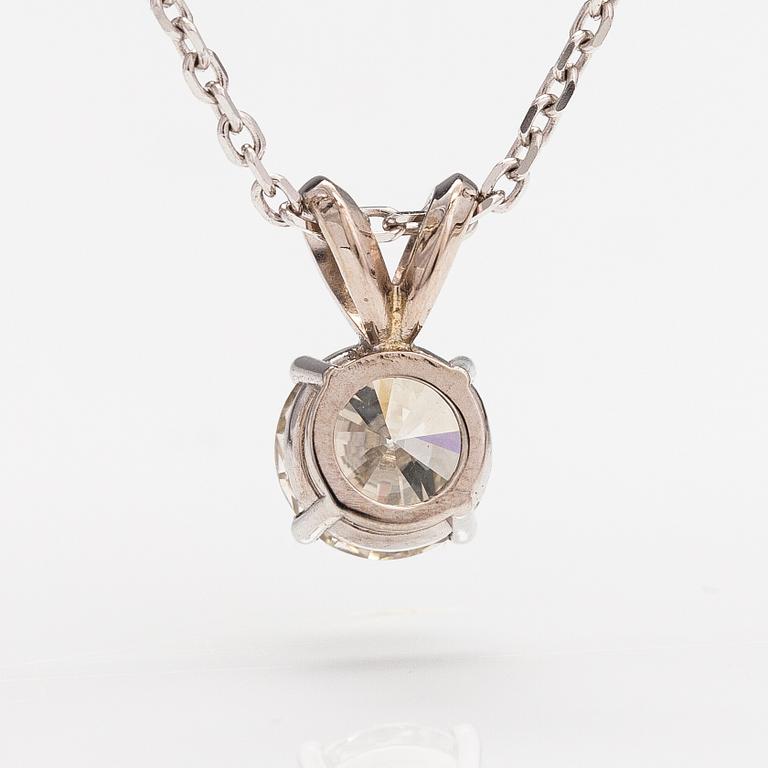 Kaulakoru, 14K valkokultaa, timantti n. 0.93 ct.