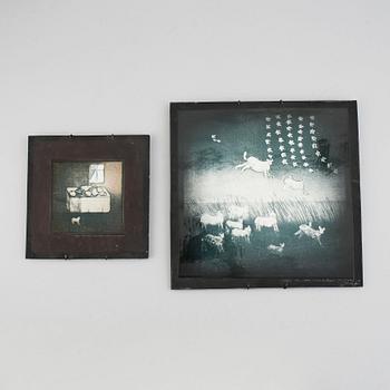 Heljä Liukko-Sundström, two ceramic wall plaques, Arabia, Finland-.