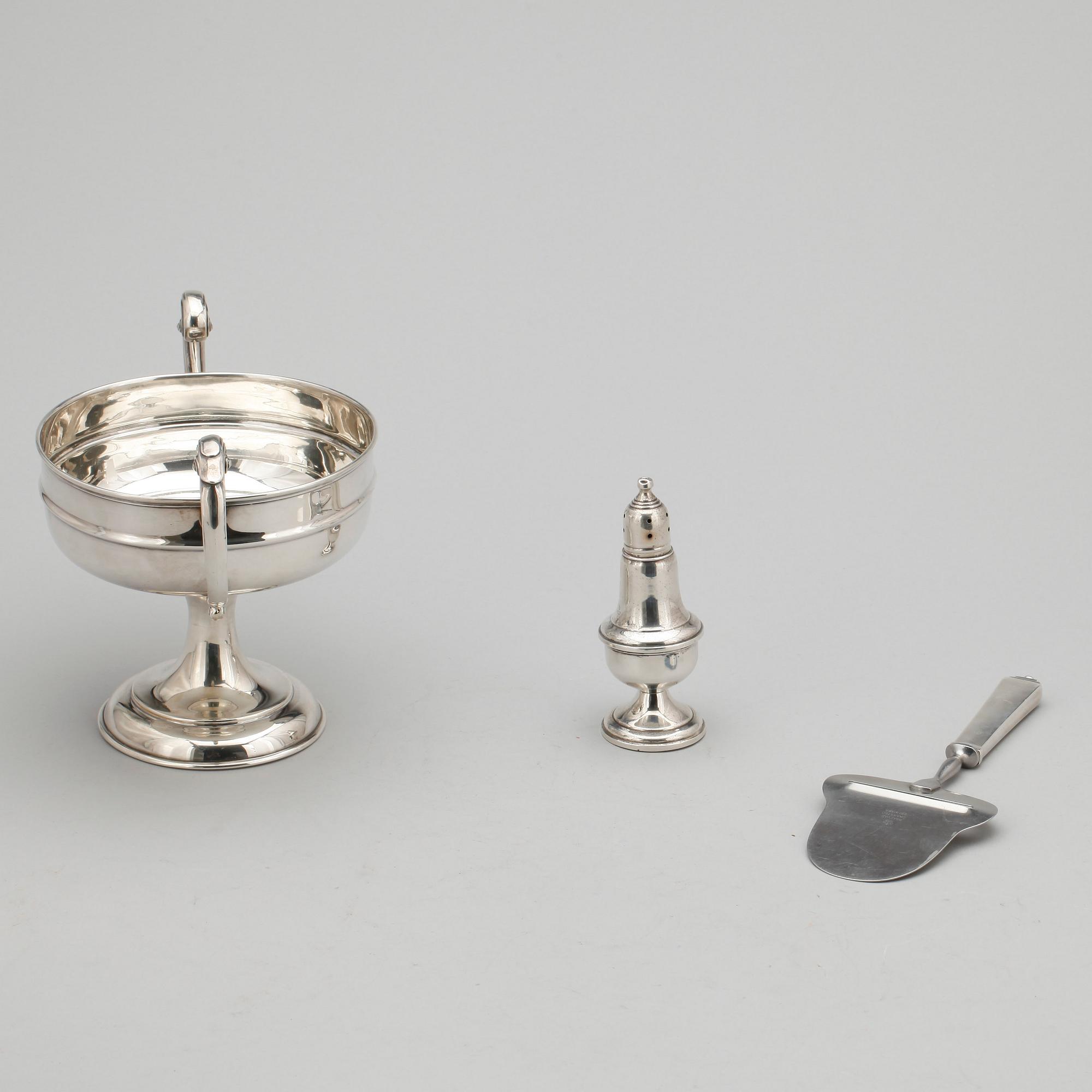 PARTI SILVER, 3 delar, bla Georg Jensen &  William Hutton & Sons ltd, Birmingham 1905-6.