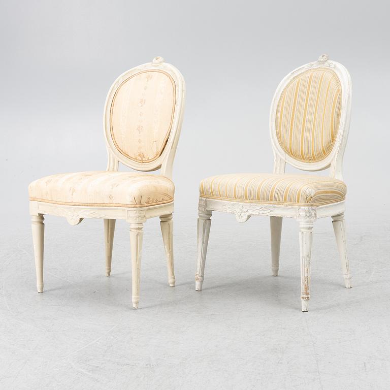 A pair of Gustavian chairs, Stockholm, late 18th century.