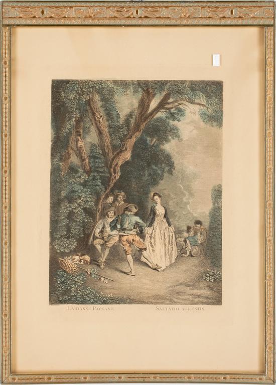 GRAVYRER, 3 st, efter bland annat Fragonard, 1800-1900-tal.