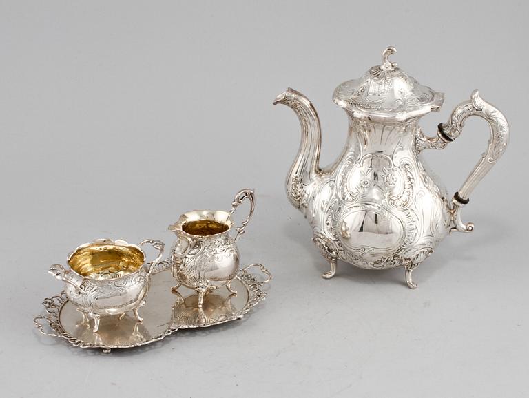 KAFFESERVIS, 4 delar, silver, GEWE, Malmö, 1960-tal. Vikt 1440 g.