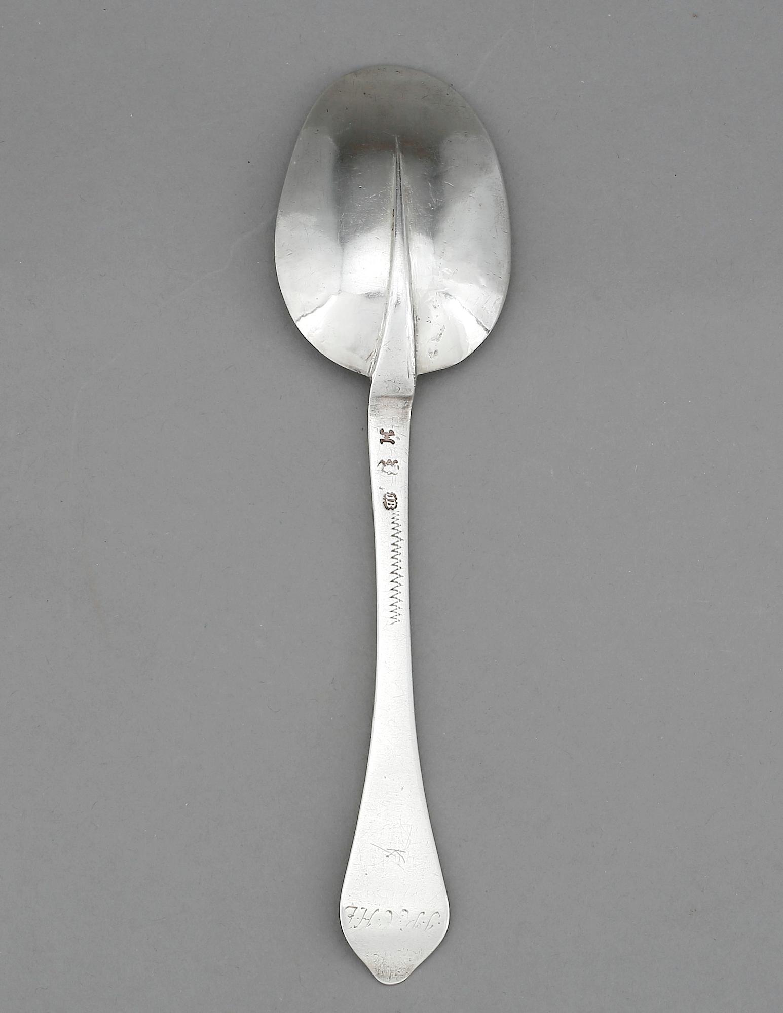 RÅTTSVANSSKED, silver, 1720, Jacob Brunck, mästare i Stockholm 1715-1745, 46 gram.