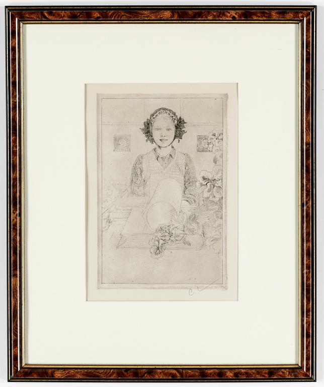CARL LARSSON, etsning, monogramsignerad.