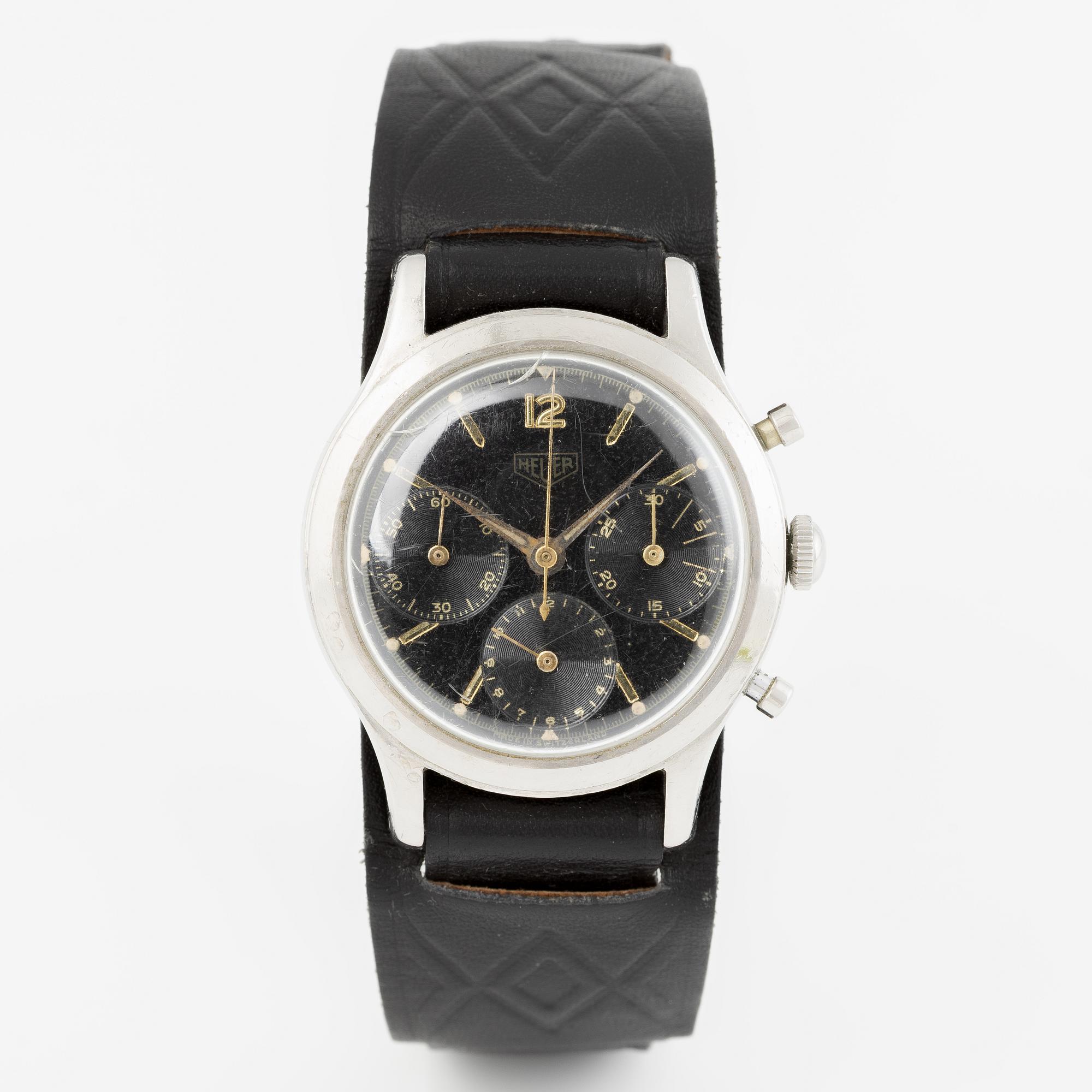 Heuer, "Pre-Carrera", "Gilt dial", chronograph, ca 1960.
