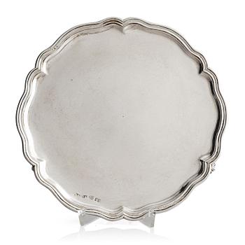 316. A Russian silver salver/dish, unclear maker's mark, assay master Ivan Frolov, St. Petersburg, 1759.