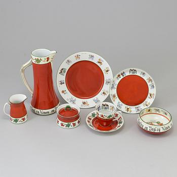 SERVISDELAR, 21 delar, porslin, "Folklore" Porsgrunds Porselaensfabrik, Norge, 1900-talets första hälft.