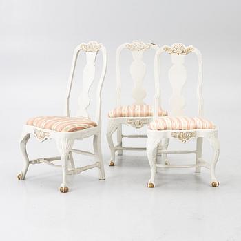 Three Rococo chairs, 18th century.