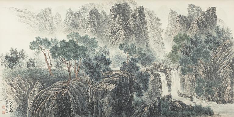 Lee Young-Chan, Mountainscape with waterfall.