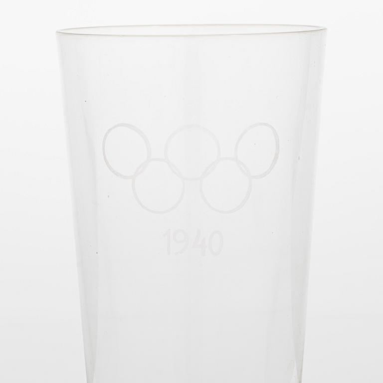 Dricksglas, 10 st, för Sommar-OS  i Helsingfors 1940.