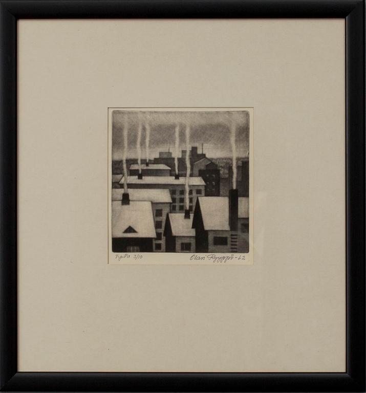 OLAVI RYYPPÖ, mezzotinta, T.p.l'a 3/10, sign. och dat. 1962.