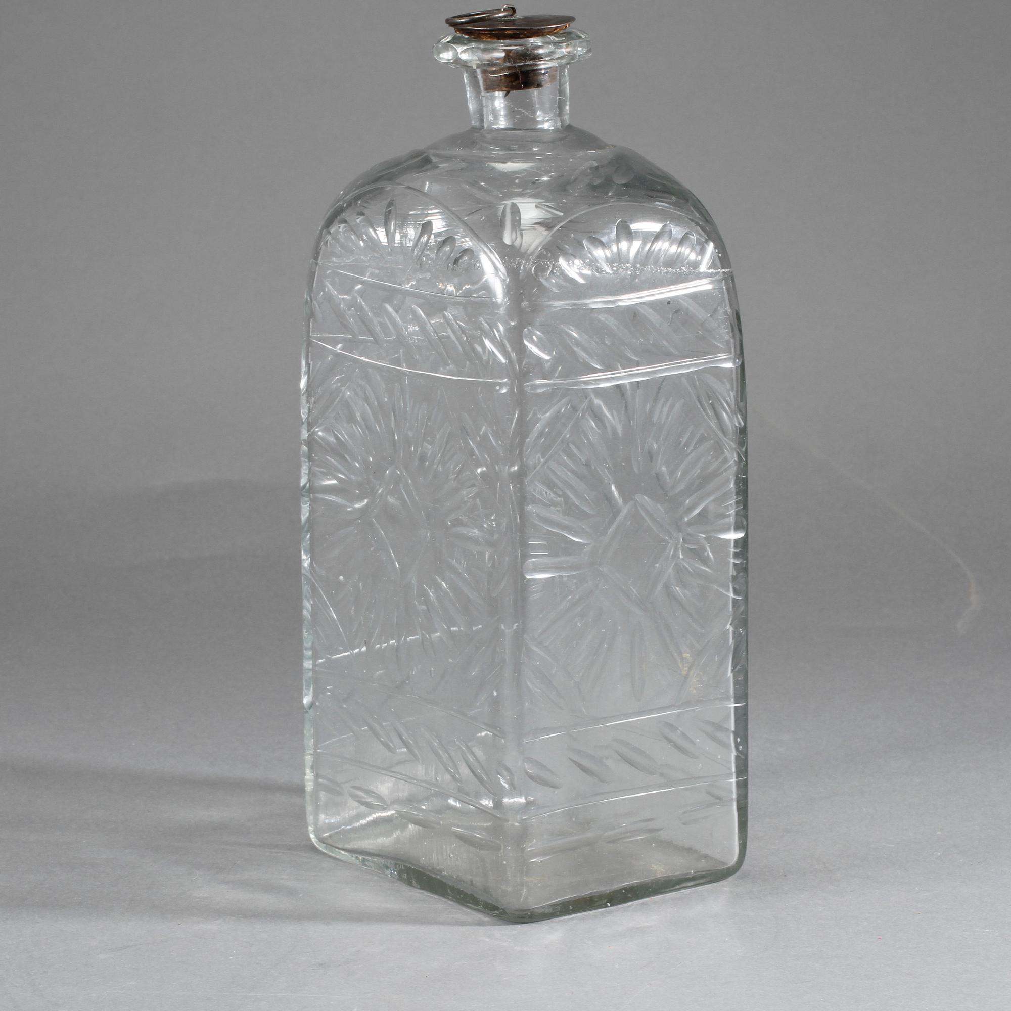 BRÄNNVINSFLASKA, glas, 1800-talets först del.