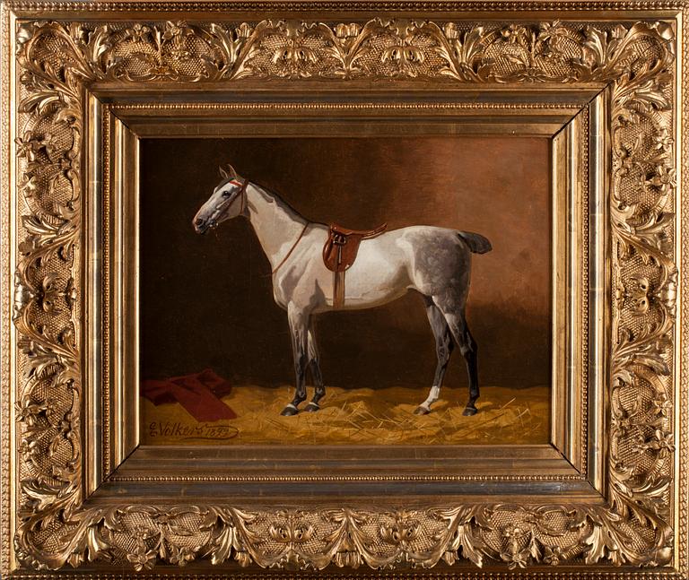 EMIL VOLKERS, öljy levylle, signeerattu ja päivätty 1899.